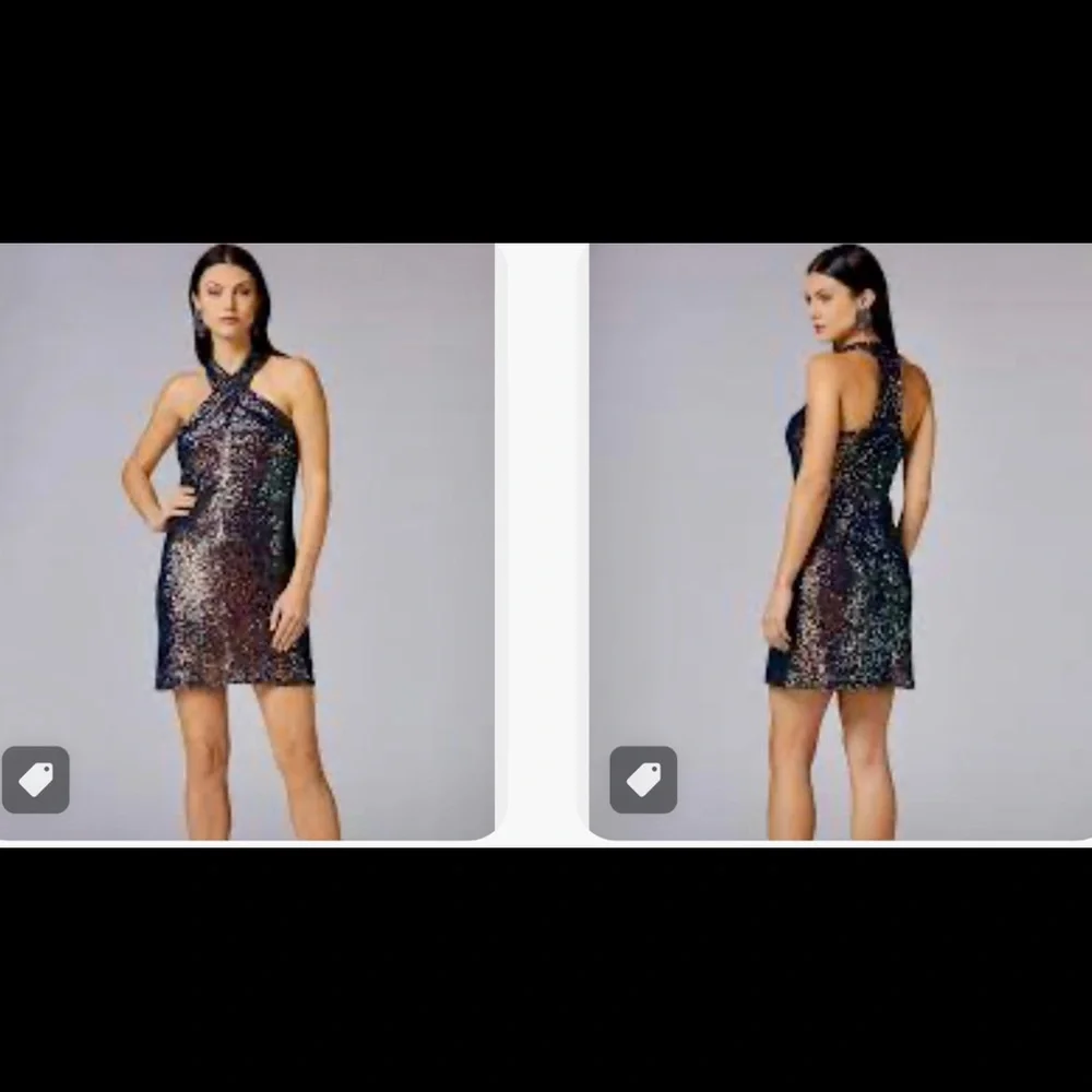 NWT Cache Iridescent Sequin Dress - halter neckline - Size Small - Picture 2 of 11